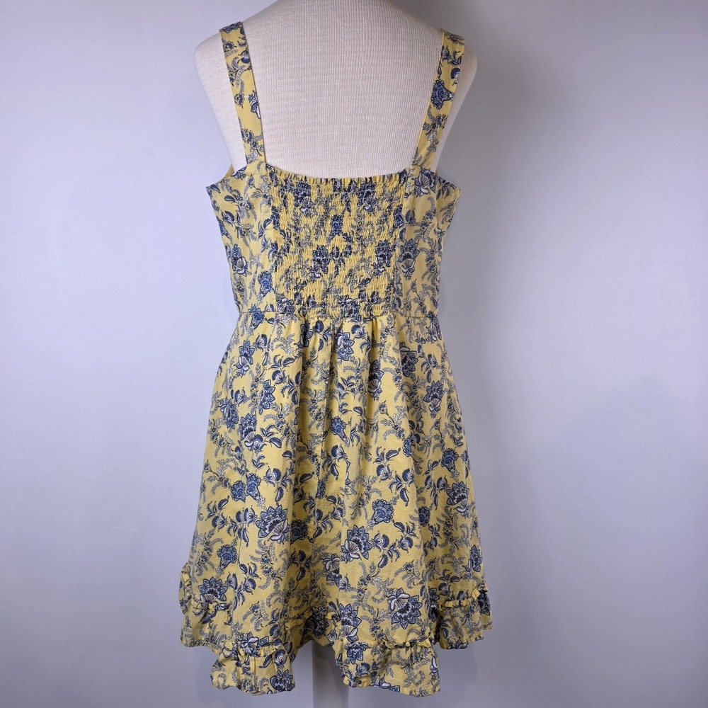 City Studio‎ Yellow Blue Floral Sweetheart Dress Juniors XL Ruffle Hem Sundress - Picture 5 of 9